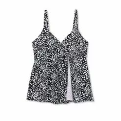 Women's V-Neck Flyaway Tankini Top - Kona Sol™ Black/White -Swimsuits Popular Store unnamed file 10009