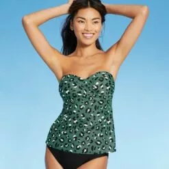 Women's Bandeau Tankini Top - Kona Sol™ Green -Swimsuits Popular Store unnamed file 10039