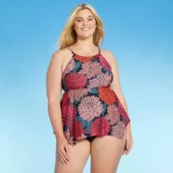 Women's Plus Size High Neck Flow Away Tankini Top - Kona Sol™ Multi -Swimsuits Popular Store unnamed file 10057