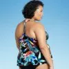 Women's Plus Size V-Neck Racerback Tankini Top- Aqua Green® -Swimsuits Popular Store unnamed file 10060