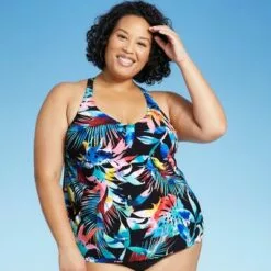 Women's Plus Size V-Neck Racerback Tankini Top- Aqua Green® -Swimsuits Popular Store unnamed file 10064