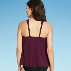 Women's High Neck Ring Overlay Tankini Top - Aqua GreenĀ® Euphoria