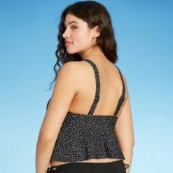 Women's Flowy V-Neck Crop Tankini Top - Kona Sol™ Black XS