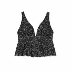 Women's Flowy V-Neck Crop Tankini Top - Kona Sol™ Black XS -Swimsuits Popular Store unnamed file 10079