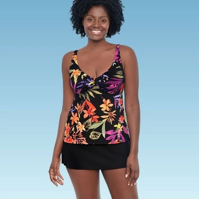 Women's Slimming Control Twist-Front Tankini Top - Dreamsuit by Miracle Brands Black 10 Women's Slimming Control Twist-Front Tankini Top - Dreamsuit by Miracle Brands Black - Image 8