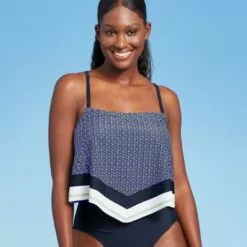 Women's Handkerchief Crop Tankini Top - Kona Sol™ Navy Blue -Swimsuits Popular Store unnamed file 10102