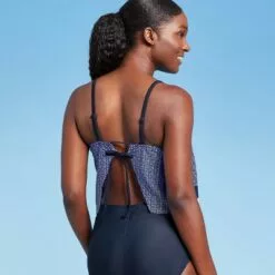 Women's Handkerchief Crop Tankini Top - Kona Sol™ Navy Blue -Swimsuits Popular Store unnamed file 10103