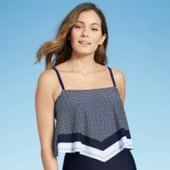 Women's Handkerchief Crop Tankini Top - Kona Sol™ Navy Blue -Swimsuits Popular Store unnamed file 10108