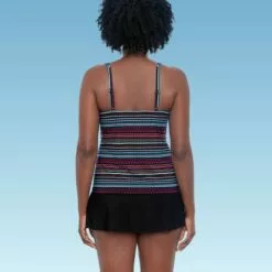 Women's Slimming Control Seamed V-Neck Tankini Top - Dreamsuit by Miracle Brands Black