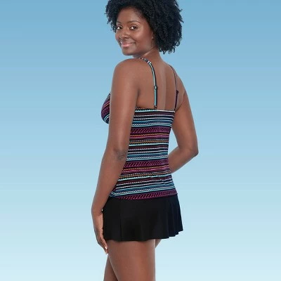 Women's Slimming Control Seamed V-Neck Tankini Top - Dreamsuit by Miracle Brands Black 4 Women's Slimming Control Seamed V-Neck Tankini Top - Dreamsuit by Miracle Brands Black - Image 2