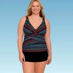 Women's Slimming Control Seamed V-Neck Tankini Top - Dreamsuit by Miracle Brands Black 16 Women's Slimming Control Seamed V-Neck Tankini Top - Dreamsuit by Miracle Brands Black -Swimsuits Popular Store unnamed file 10115