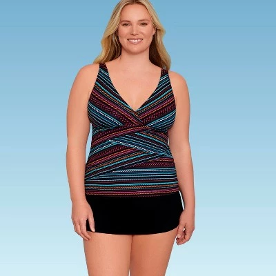 Women's Slimming Control Seamed V-Neck Tankini Top - Dreamsuit by Miracle Brands Black 7 Women's Slimming Control Seamed V-Neck Tankini Top - Dreamsuit by Miracle Brands Black - Image 5