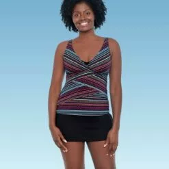 Women's Slimming Control Seamed V-Neck Tankini Top - Dreamsuit by Miracle Brands Black 18 Women's Slimming Control Seamed V-Neck Tankini Top - Dreamsuit by Miracle Brands Black -Swimsuits Popular Store unnamed file 10117