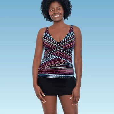 Women's Slimming Control Seamed V-Neck Tankini Top - Dreamsuit by Miracle Brands Black 9 Women's Slimming Control Seamed V-Neck Tankini Top - Dreamsuit by Miracle Brands Black - Image 7