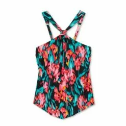 Women's Knot Halter Tankini Top - Aqua Green® Multi -Swimsuits Popular Store unnamed file 10124