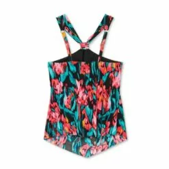 Women's Knot Halter Tankini Top - Aqua Green® Multi -Swimsuits Popular Store unnamed file 10125