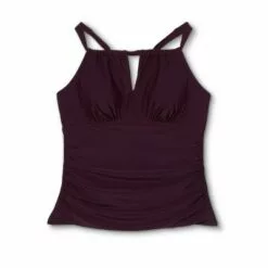 Women's Post Mastectomy High Neck Tankini Top - Kona Sol™ Atlantic Burgundy -Swimsuits Popular Store unnamed file 10152