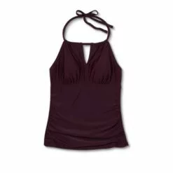 Women's Post Mastectomy High Neck Tankini Top - Kona Sol™ Atlantic Burgundy -Swimsuits Popular Store unnamed file 10157