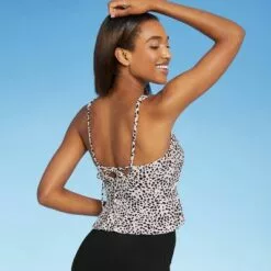 Women's Peplum Crop Tankini Top - Kona Sol™ Animal Print