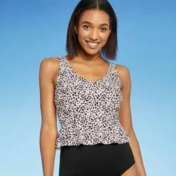 Women's Peplum Crop Tankini Top - Kona Sol™ Animal Print -Swimsuits Popular Store unnamed file 10179