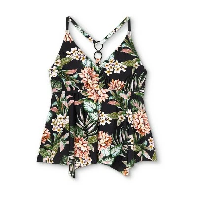 Women's Plus Size Plunge Racerback Sharkbite Tankini Top - Kona Sol™ Multi 3X 4 Women's Plus Size Plunge Racerback Sharkbite Tankini Top - Kona Sol™ Multi 3X - Image 2