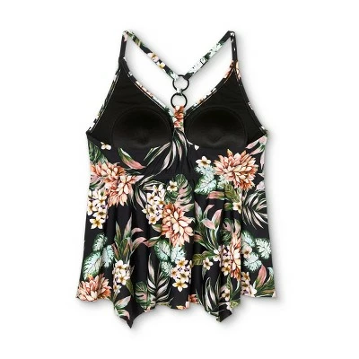 Women's Plus Size Plunge Racerback Sharkbite Tankini Top - Kona Sol™ Multi 3X 5 Women's Plus Size Plunge Racerback Sharkbite Tankini Top - Kona Sol™ Multi 3X - Image 3