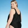 Women's Plus Size Plunge Crop Tankini Top - Kona Sol™ Black -Swimsuits Popular Store unnamed file 10221