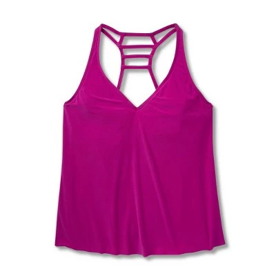 Women's Plus Size V-Neck Halter Tankini Top - Aqua Green® Purple 4 Women's Plus Size V-Neck Halter Tankini Top - Aqua Green® Purple - Image 2