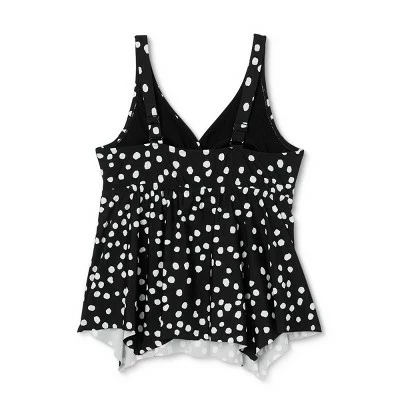 Women's Plus Size V-Neck Sharkbite Tankini Top - Kona Sol™ Dot Print 5 Women's Plus Size V-Neck Sharkbite Tankini Top - Kona Sol™ Dot Print - Image 3