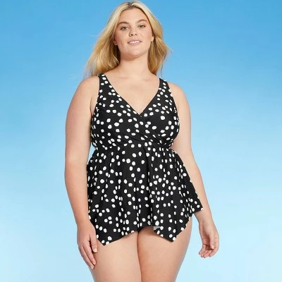 Women's Plus Size V-Neck Sharkbite Tankini Top - Kona Sol™ Dot Print 8 Women's Plus Size V-Neck Sharkbite Tankini Top - Kona Sol™ Dot Print - Image 6