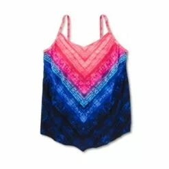 Women's Plus Size V-Neck Tankini Top - Aqua Green® Multi -Swimsuits Popular Store unnamed file 10270