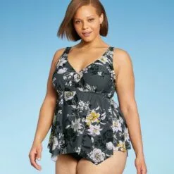 Women's Plus Size Plunge V-Neck Strappy Back Tankini Top - Kona Sol™ Multi -Swimsuits Popular Store unnamed file 10287