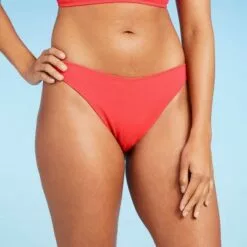 Women's V-Front Ribbed High Leg Extra Cheeky Bikini Bottom - Shade & Shore™ Coral -Swimsuits Popular Store unnamed file 1030