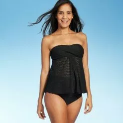 Maternity Crochet Bandeau Flyaway Tankini Top - Isabel Maternity by Ingrid & Isabel™ Black -Swimsuits Popular Store unnamed file 10312