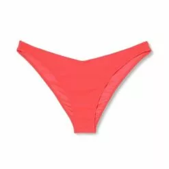 Women's V-Front Ribbed High Leg Extra Cheeky Bikini Bottom - Shade & Shore™ Coral -Swimsuits Popular Store unnamed file 1032