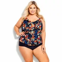 AVENUE | Nautical Print Tankini Top - navy leaf -Swimsuits Popular Store unnamed file 10378