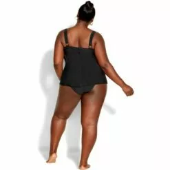 AVENUE | V Tiered Tankini Top - black