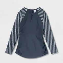 Long Sleeve Colorblock with Zip-Front Rash Guard Maternity Top - Isabel Maternity by Ingrid & Isabel™ Striped -Swimsuits Popular Store unnamed file 10496