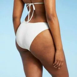 Juniors' Ribbed Ring Side Cheeky High Leg Bikini Bottom - Xhilaration™ White -Swimsuits Popular Store unnamed file 1117