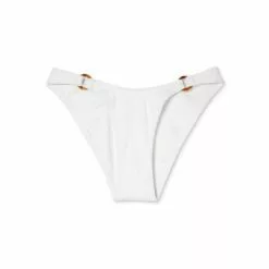 Juniors' Ribbed Ring Side Cheeky High Leg Bikini Bottom - Xhilaration™ White -Swimsuits Popular Store unnamed file 1118