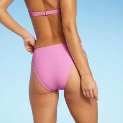 Juniors' Textured Cheeky Mid-Rise High Leg Bikini Bottom - Xhilaration™ Pink