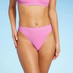 Juniors' Textured Cheeky Mid-Rise High Leg Bikini Bottom - Xhilaration™ Pink -Swimsuits Popular Store unnamed file 1132