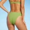 Juniors' Ribbed Strappy Extra Cheeky High Leg Mid-Rise Bikini Bottom - Xhilaration™ Olive Green -Swimsuits Popular Store unnamed file 1205