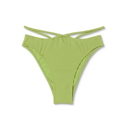 Juniors' Ribbed Strappy Extra Cheeky High Leg Mid-Rise Bikini Bottom - Xhilaration™ Olive Green 7 Juniors' Ribbed Strappy Extra Cheeky High Leg Mid-Rise Bikini Bottom - Xhilaration™ Olive Green - Image 5