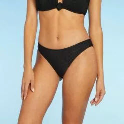 Women's Ribbed High Leg Extra Cheeky Bikini Bottom - Shade & Shore™ Black -Swimsuits Popular Store unnamed file 1278