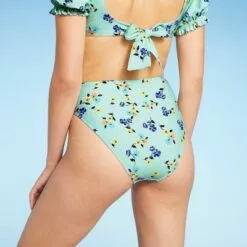 Women's High Cut Tie-Front Bikini Bottom - Sea Angel Green