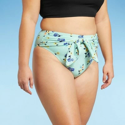 Women's High Cut Tie-Front Bikini Bottom - Sea Angel Green 5 Women's High Cut Tie-Front Bikini Bottom - Sea Angel Green - Image 3