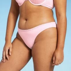 Juniors' Textured High Leg Scoop Bikini Bottom - Xhilaration™ Light Pink -Swimsuits Popular Store unnamed file 1325