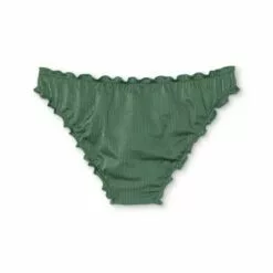 Juniors' Shiny Ribbed Ruffle Cheeky Bikini Bottom - Xhilaration™ Moss Green -Swimsuits Popular Store unnamed file 1373