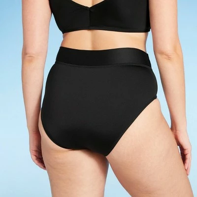 Women's High Waist V-Front Medium Coverage Bikini Bottom - Kona Sol™ Black 6 Women's High Waist V-Front Medium Coverage Bikini Bottom - Kona Sol™ Black - Image 4